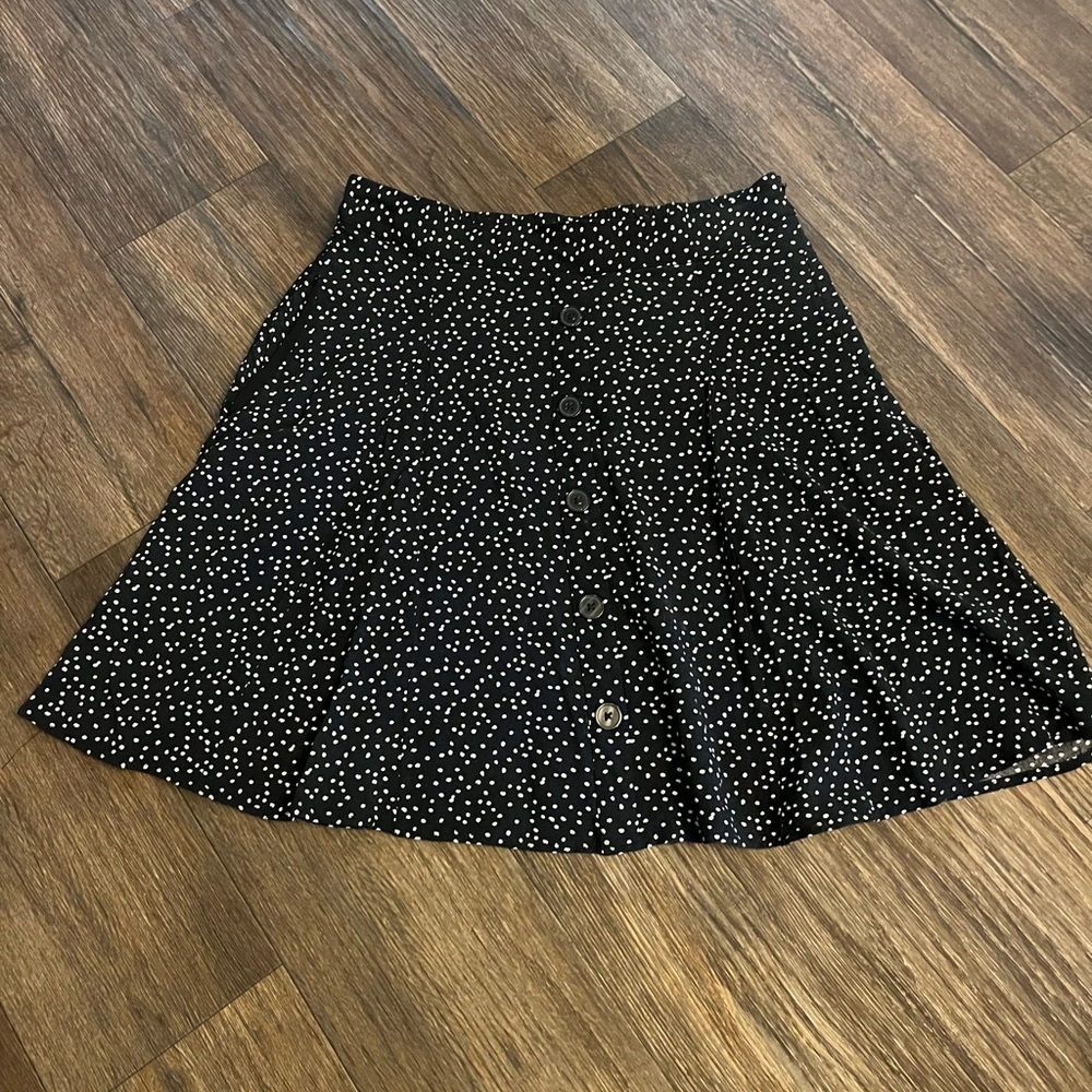 Modcloth Black and White Button Skater Skirt